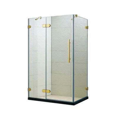Sticlă ușă de duș cu mâner de aur